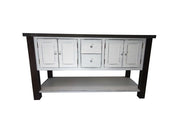 Kahshe Lake Vanity | White + Grey Solid Wood Rustic Cottage Vanity